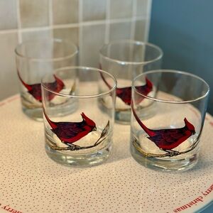 Couroc of Monterey Cardinal Design Low Ball Glass Set of 4